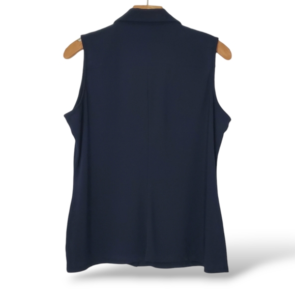Tommy Hilfiger Women's Sleeveless Button-upBlouse Navy Blue size LG - Picture 5 of 9